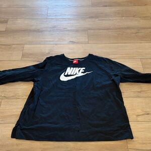 Nike Black Long Sleeve Top with White Logo